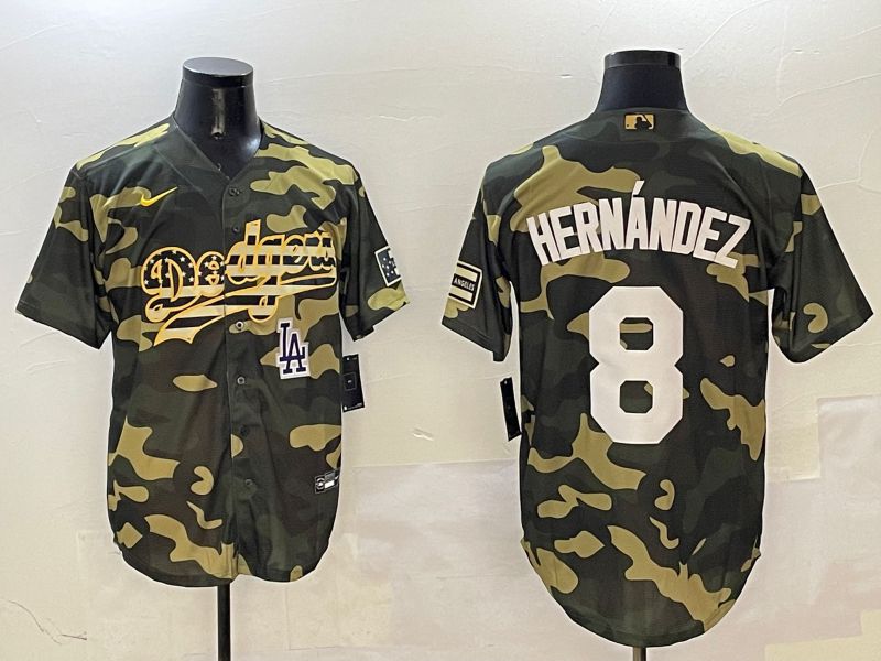 Men Los Angeles Dodgers #8 Hernandez Camo Joint Name 2025 Nike MLB Jersey style 12